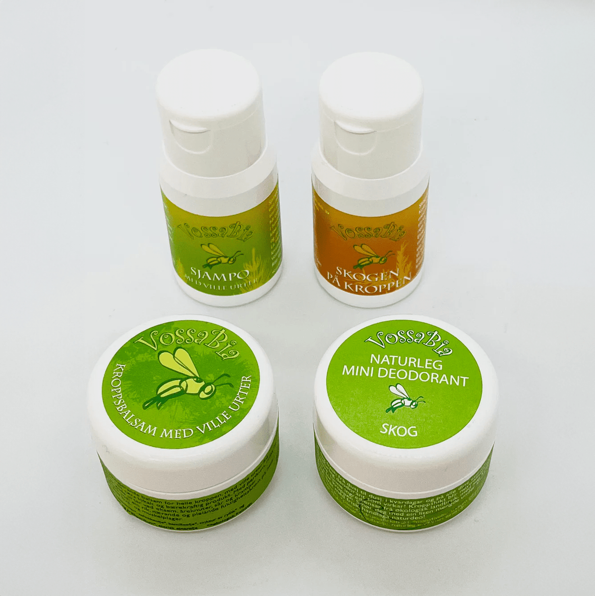 Komplett reisepakke - sjampo, kroppssåpe, minideo Skog og mini Kroppsbalsam 🌼 15 % - Vossabia
