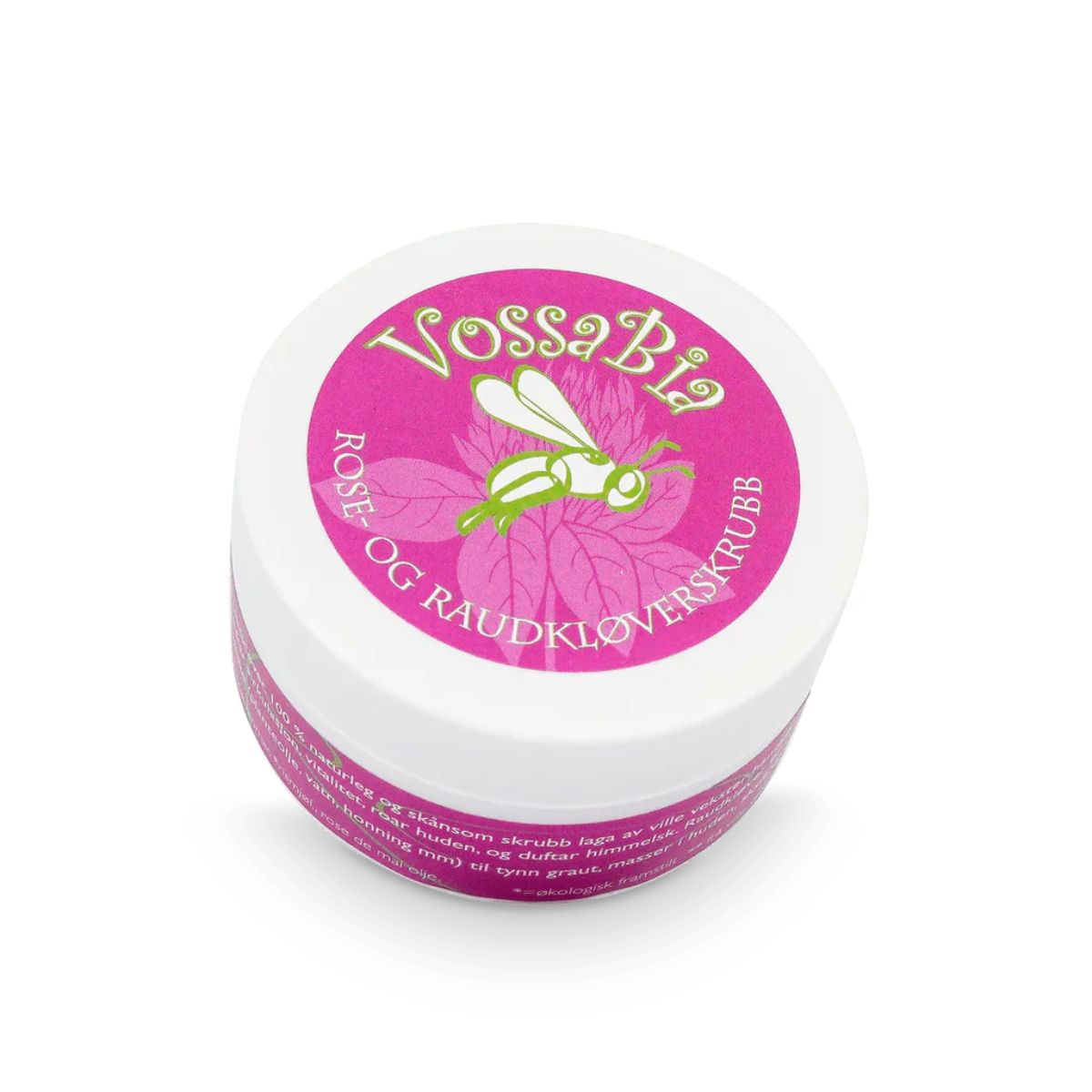 Rose- og raudkløverskrubb til ansikt